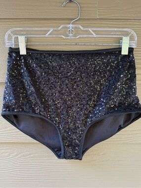 Balera Dance Basics Adult Briefs Black Sequin Size MA